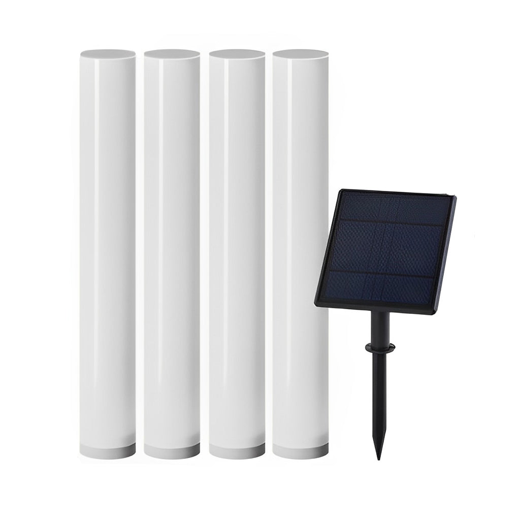 Long Cylindrical Waterproof White Modern Solar Lawn Lights Lamp Post - Lamp Outdoor