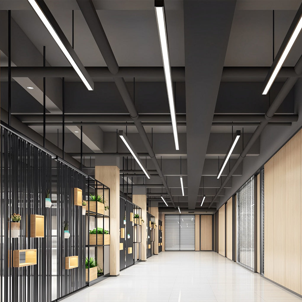 6 Pcs 47 Inches Rectangle Aluminum Long Linear LED Modern Office Pendant Lights - Lamp Outdoor