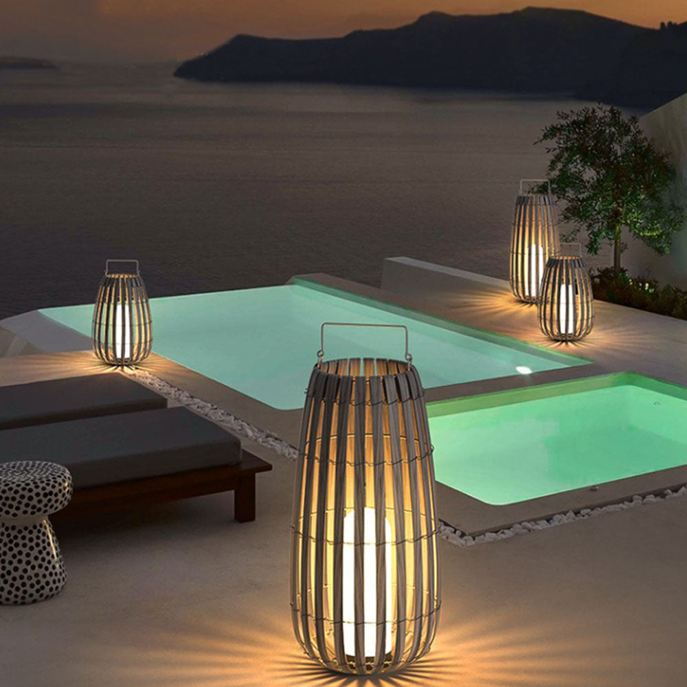 Ray Outdoor Floor Lamp Hardwired Solar Metal Cage - Lamp Outdoor