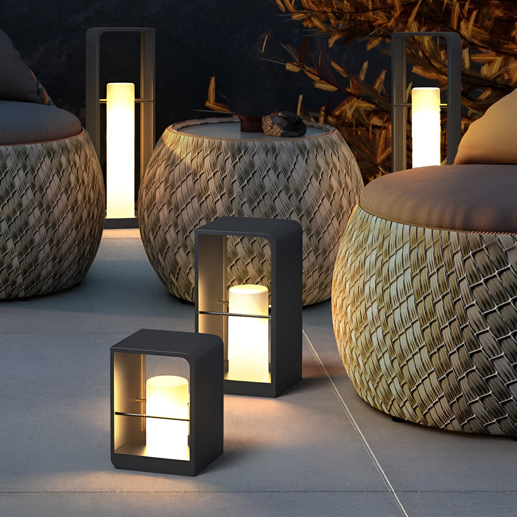 Gladys Rectangular Frame Modern Metal Outdoor Lights - Lamp Outdoor