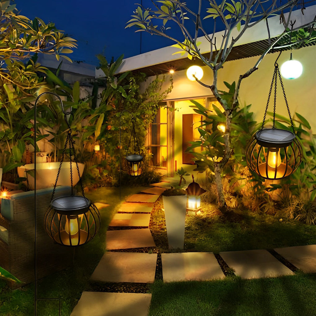 2PCS Metal Pumpkin LED Waterproof Black Modern Solar Outdoor Lanterns - Lamp Outdoor