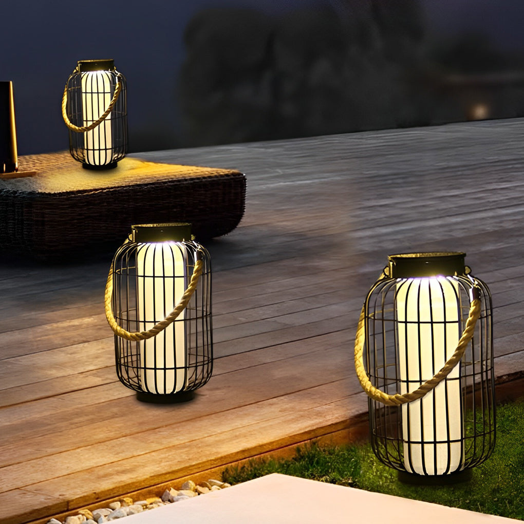 Classic Iron Lantern Waterproof Intelligent Portable Solar Lawn Lamp - Lamp Outdoor