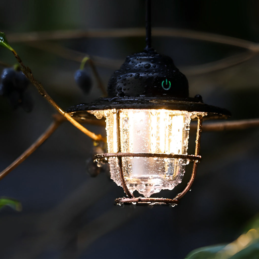 Round LED Waterproof USB Rechargeable Retro Outdoor Light Camping Lamp - Lamp Outdoor