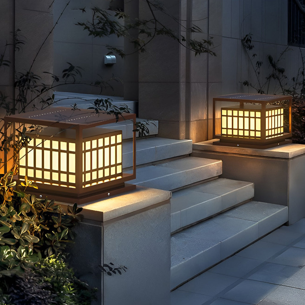 Square LED Waterproof Brown Modern Outdoor Deck Post Lights Pillar Light - Lamp Outdoor