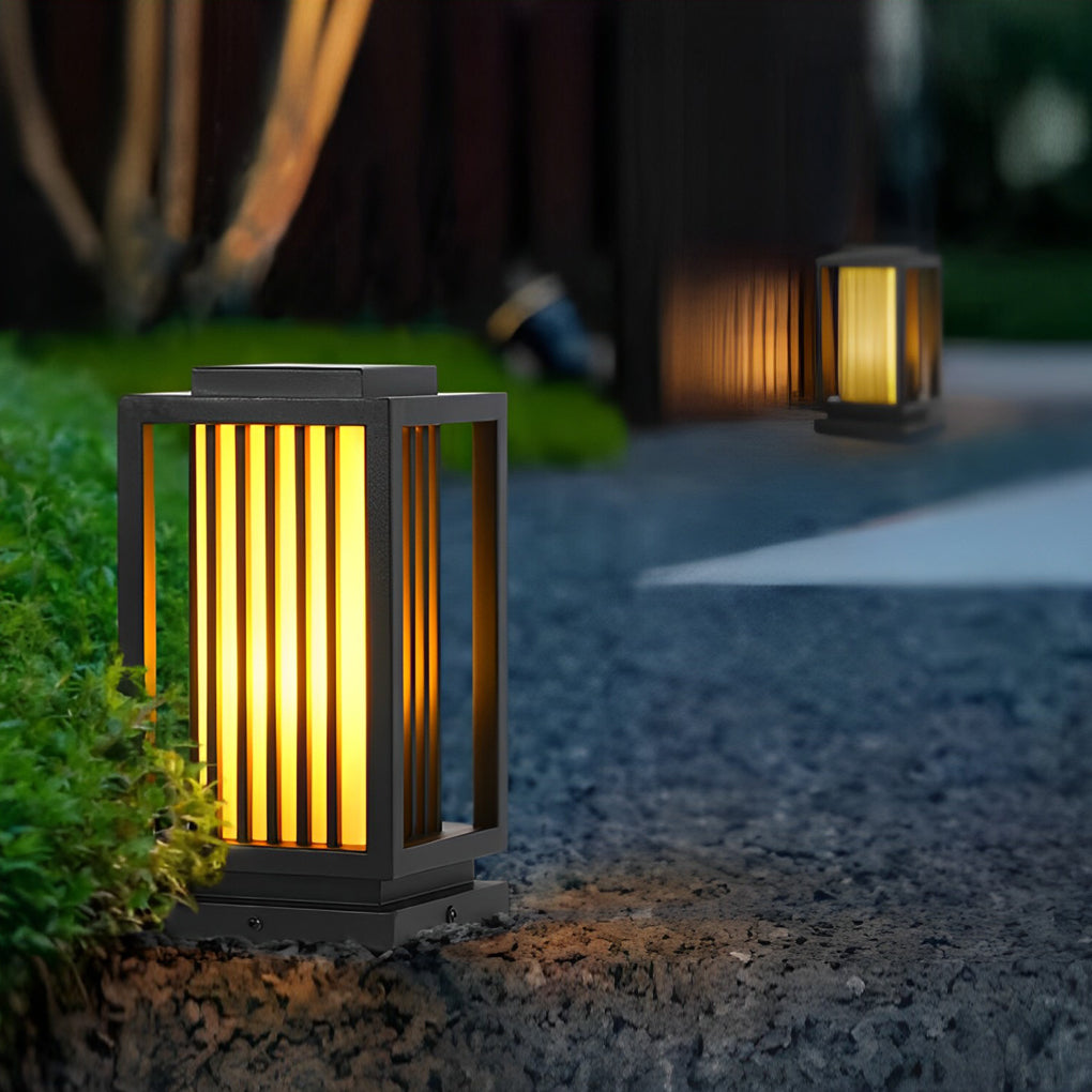 Modern Black LED Cage Pathway Lawn Lights - Lamp Outdoor