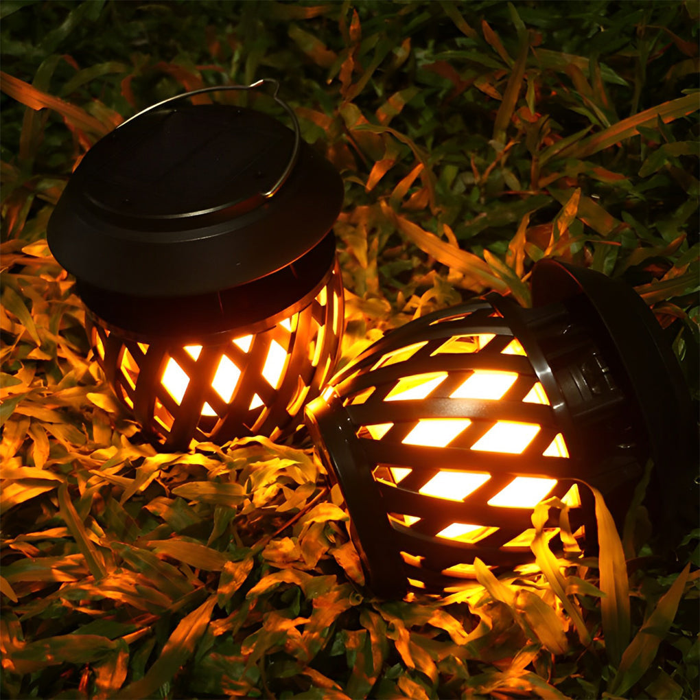 Portable USB Rechargeable LED Flickering Flame Solar Outdoor Lanterns - Lamp Outdoor