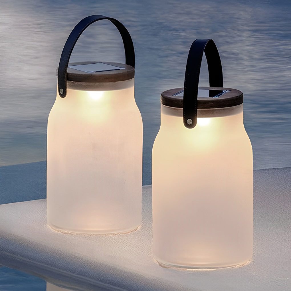Bottle Jar Shape LED Waterproof White Modern Portable Solar Lawn Lights - Lamp Outdoor