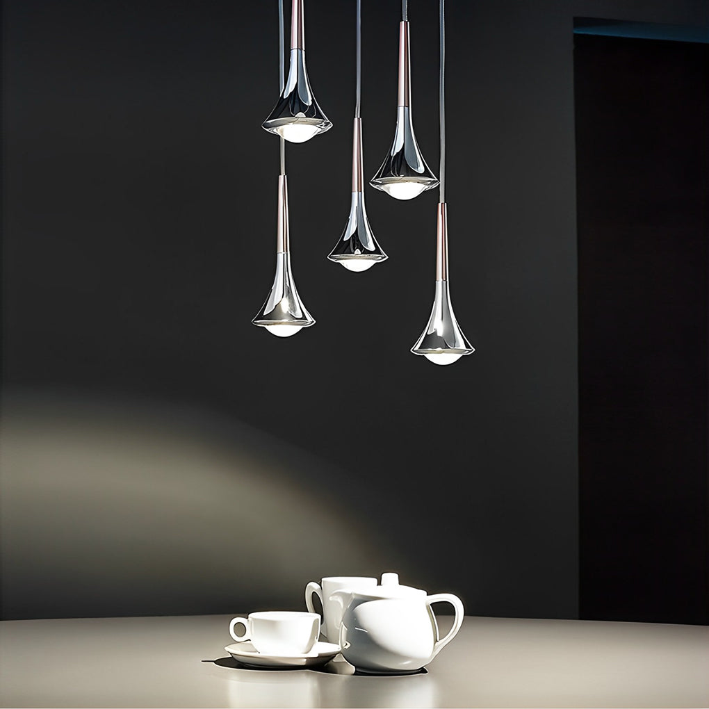 1-Light Water Drop Metal LED Nordic Staircase Pendant Lights Small Chandelier - Lamp Outdoor
