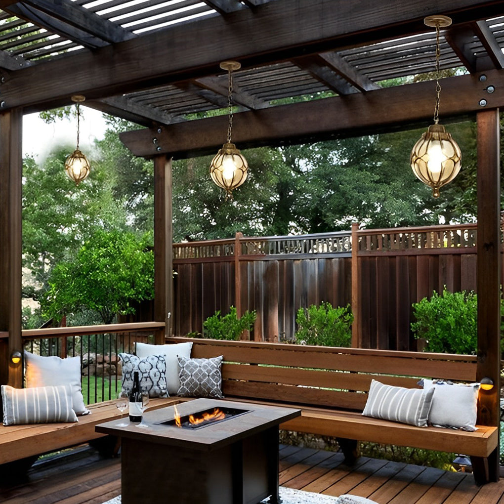Glass Ball Aluminum Waterproof American Style Outdoor Chandelier Light - Lamp Outdoor