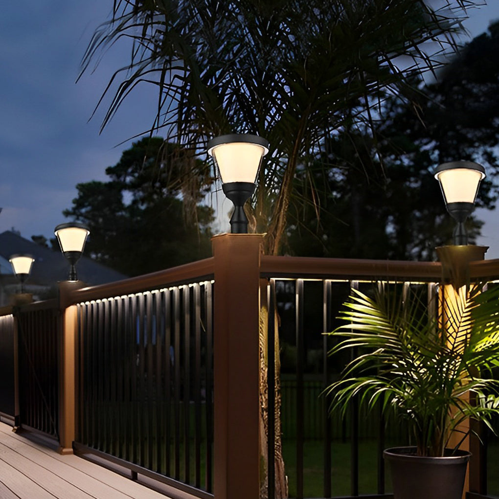 Waterproof LED Black Modern Solar Fence Post Cap Light Pillar Lights - Lamp Outdoor