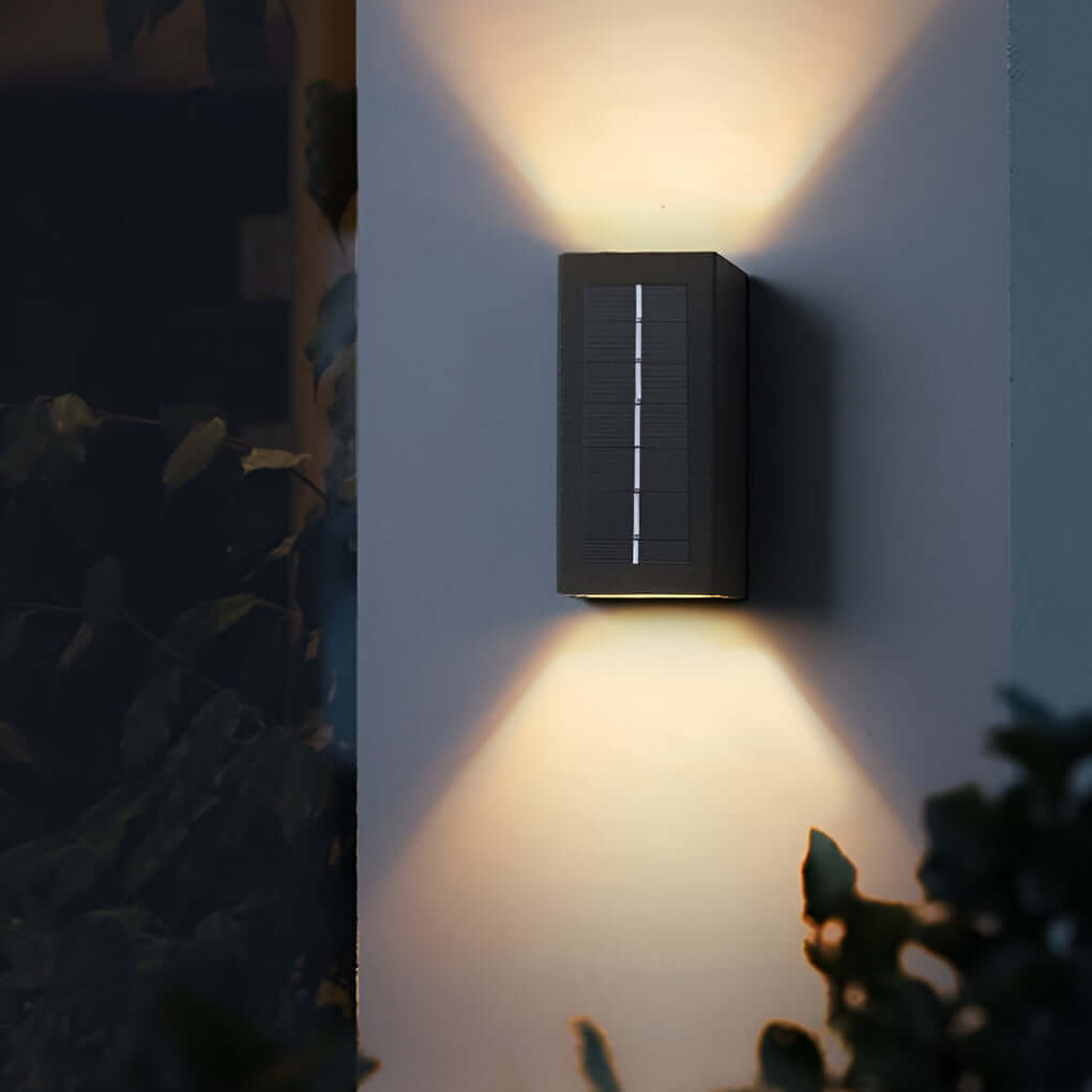 Rectangular Waterproof Up and Down Lights LED Solar Modern Wall Sconce Lighting - Lamp Outdoor