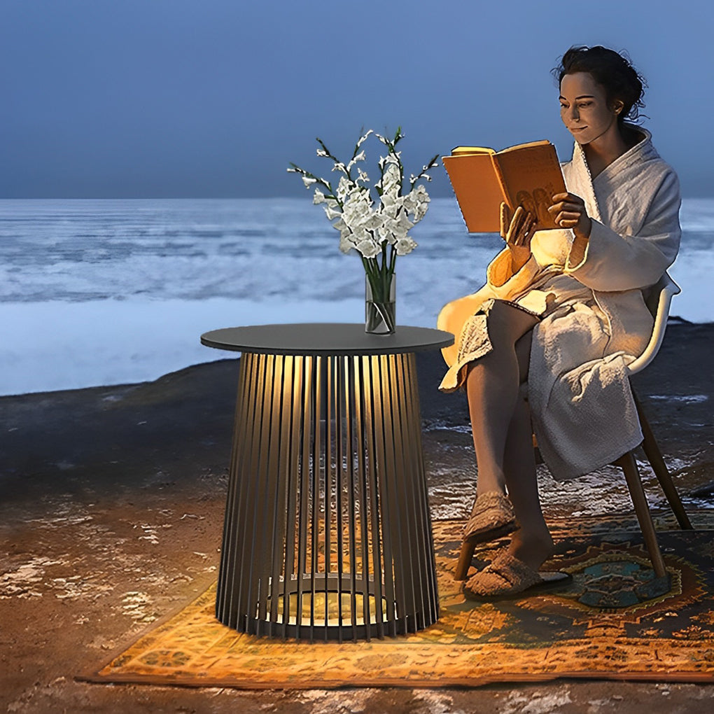 Waterproof Round Iron Cage Table RGB 16 Colors Solar Outdoor Lanterns - Lamp Outdoor
