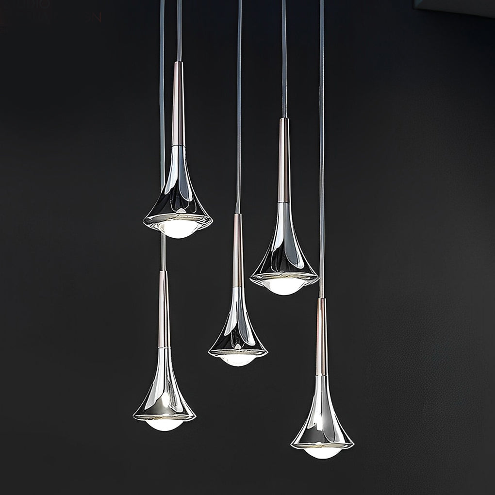 1-Light Water Drop Metal LED Nordic Staircase Pendant Lights Small Chandelier - Lamp Outdoor