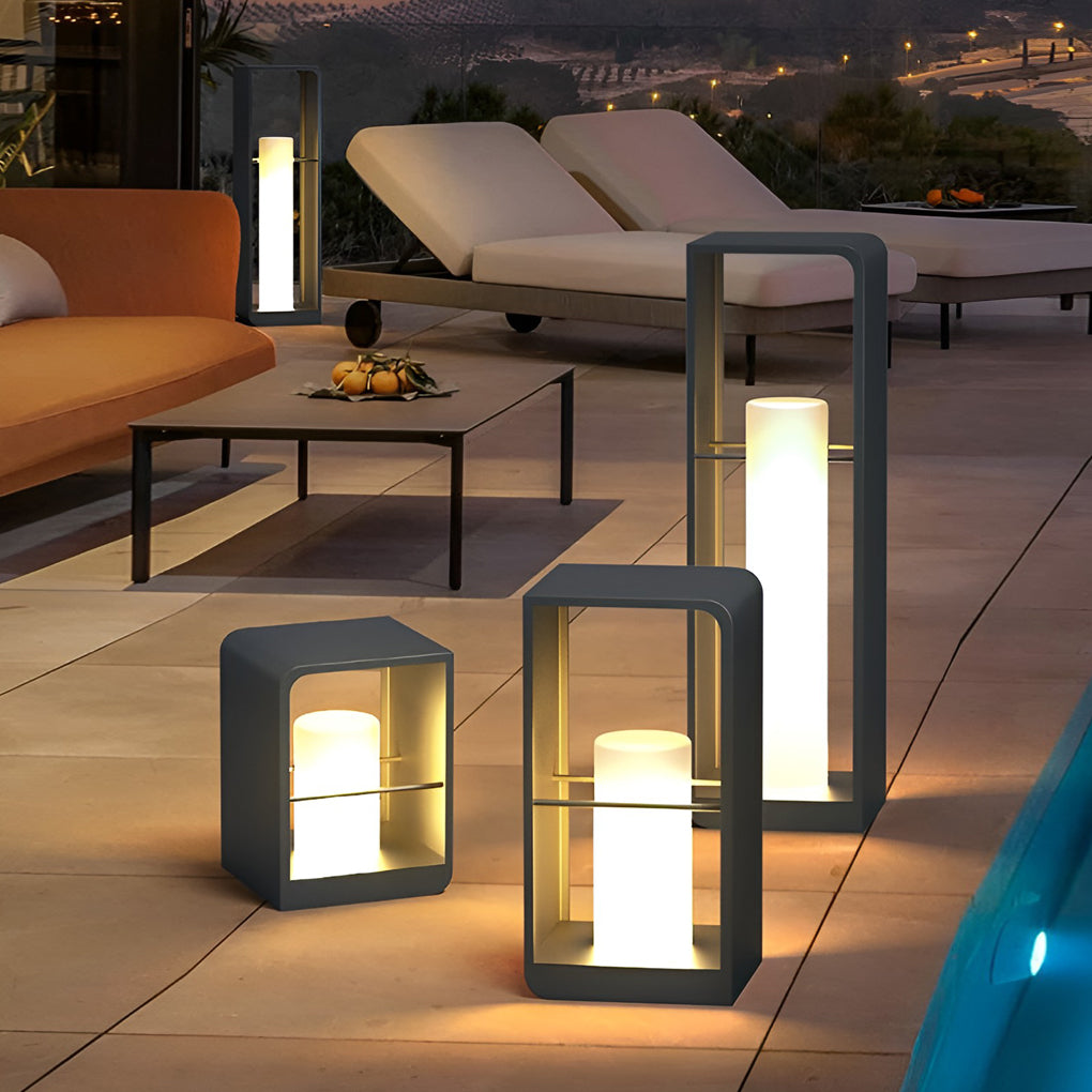 Gladys Rectangular Frame Modern Metal Outdoor Lights - Lamp Outdoor