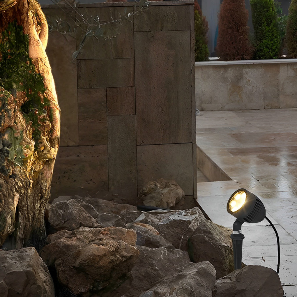 Adjustable Round LED COB Waterproof Black Modern Outdoor Spotlights - Lamp Outdoor