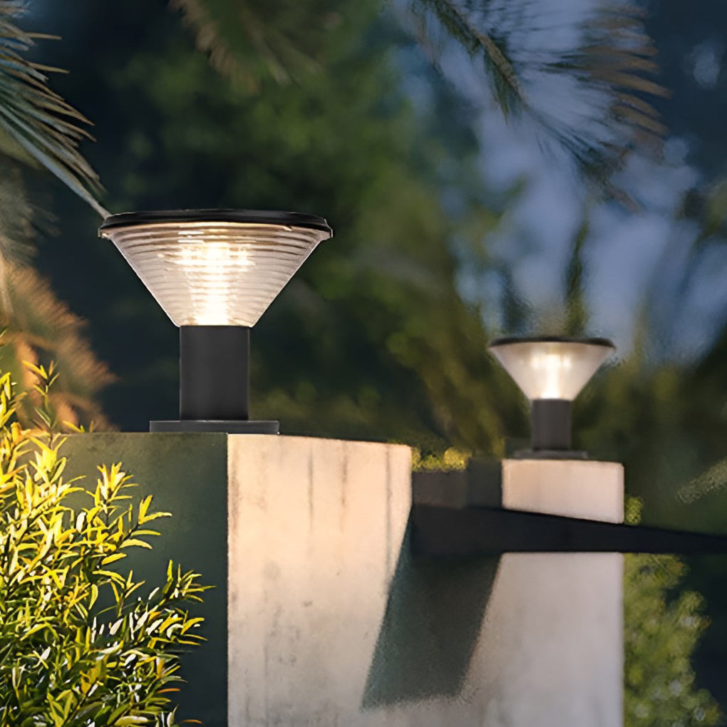 Circular Waterproof Intelligent Light Control Solar Fence Post Lights - Lamp Outdoor