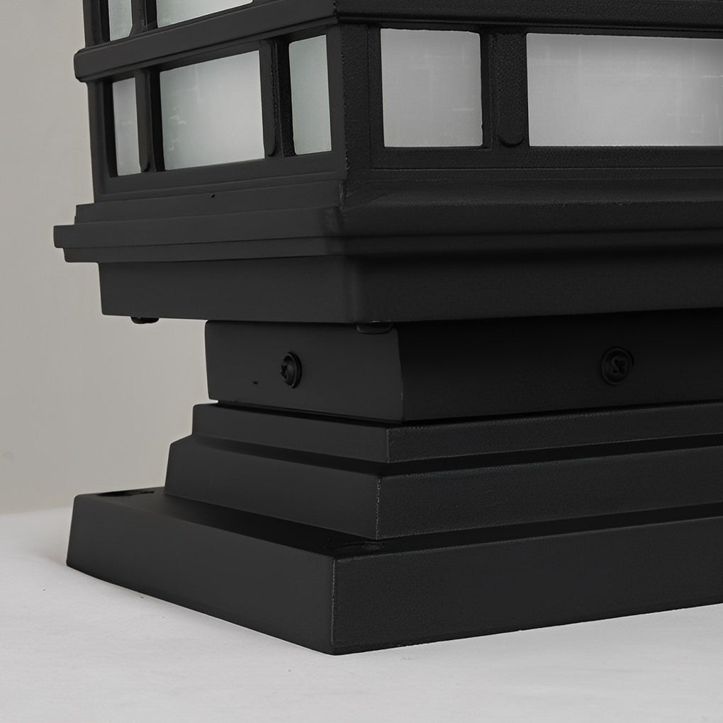 Outdoor Waterproof 3 Step Dimming Black Modern Solar Fence Post Lights - Lamp Outdoor