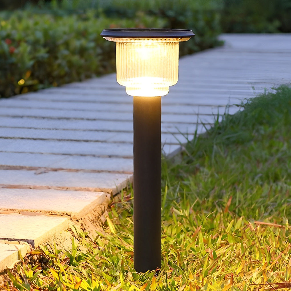 Modern Matte Black Solar LED Adjustable Brightness Outdoor Pathway Lighting - Lamp Outdoor