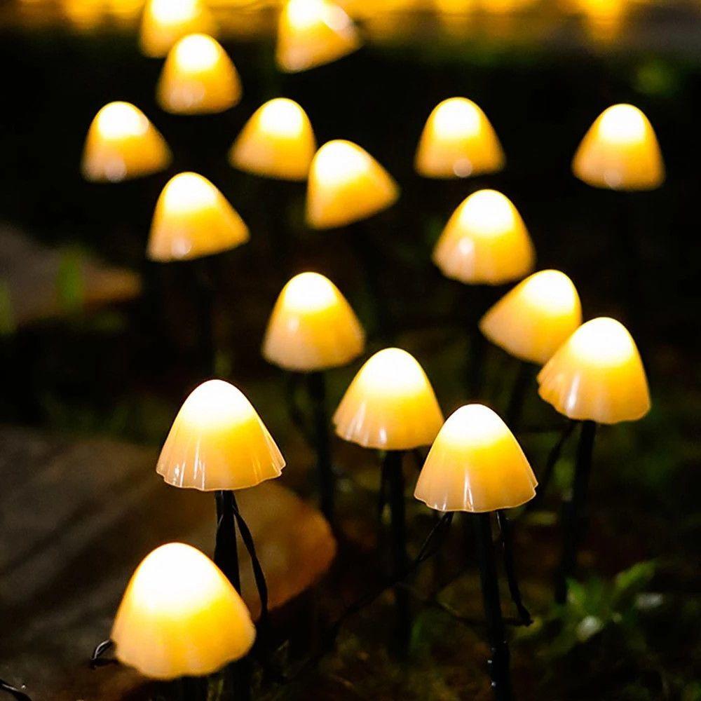 Outdoor Mini Mushroom RGB Solar 16.40 ft String Lights - Lamp Outdoor