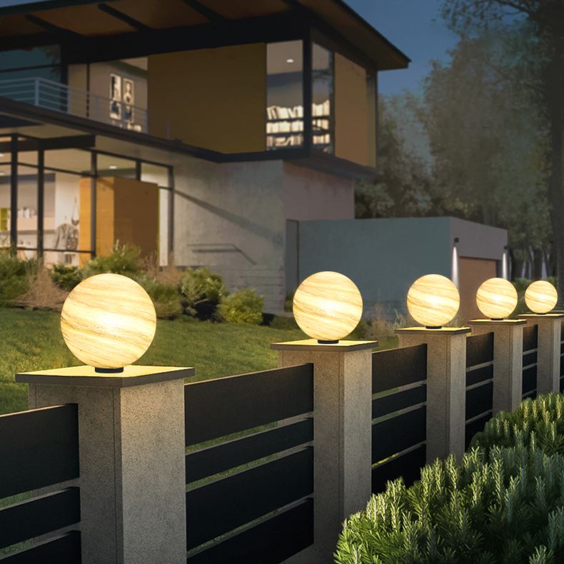 Aria Square Moon Globe Metal Glass Outdoor Light Post - Lamp Outdoor
