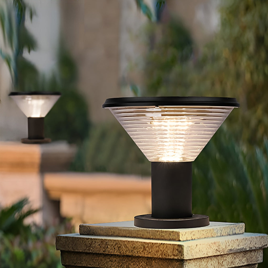 Circular Waterproof Intelligent Light Control Solar Fence Post Lights - Lamp Outdoor