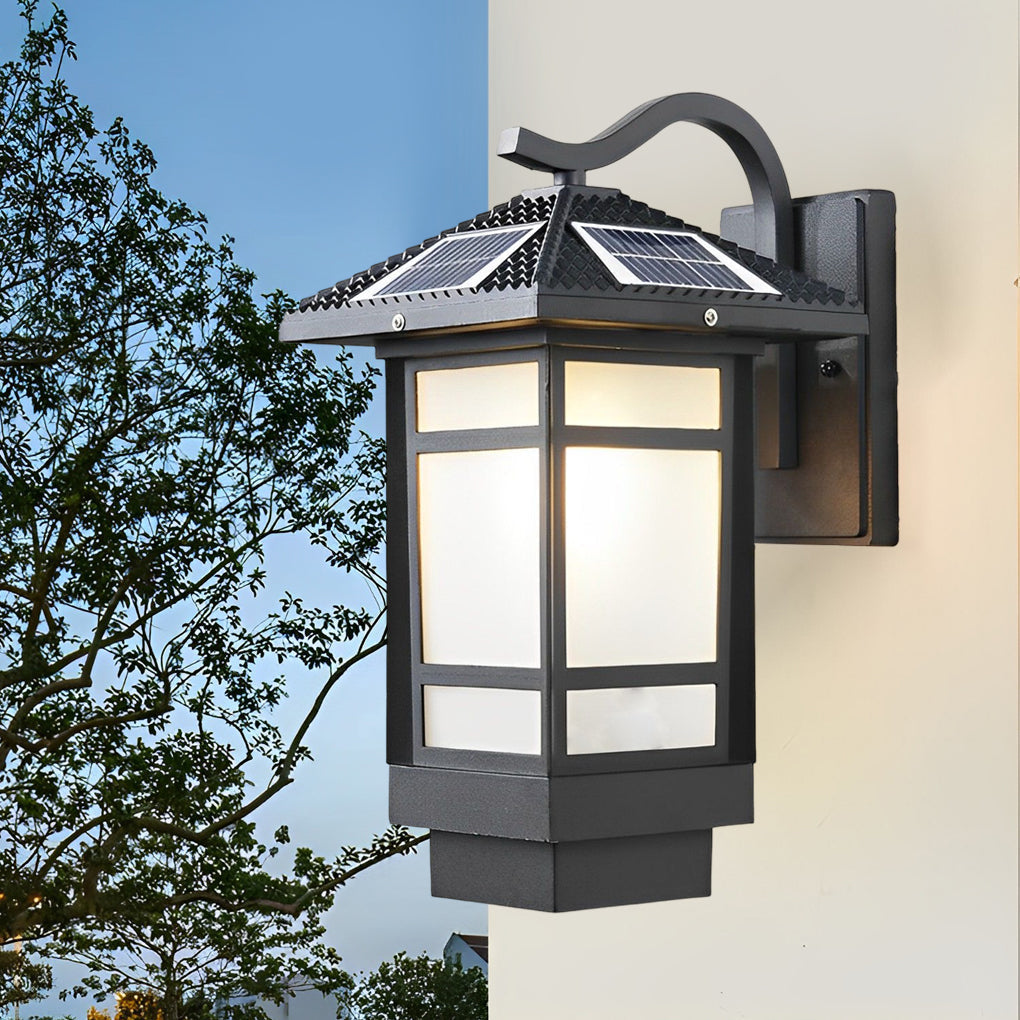 Vintage Waterproof LED Glass Matte Black Retro Wall Lamp Exterior Lights - Lamp Outdoor