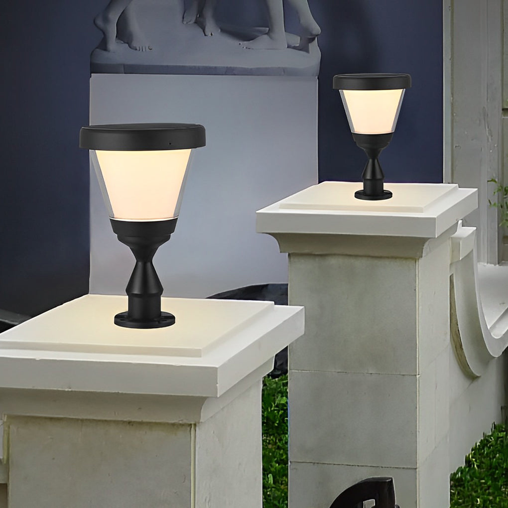 Waterproof LED Black Modern Solar Fence Post Cap Light Pillar Lights - Lamp Outdoor