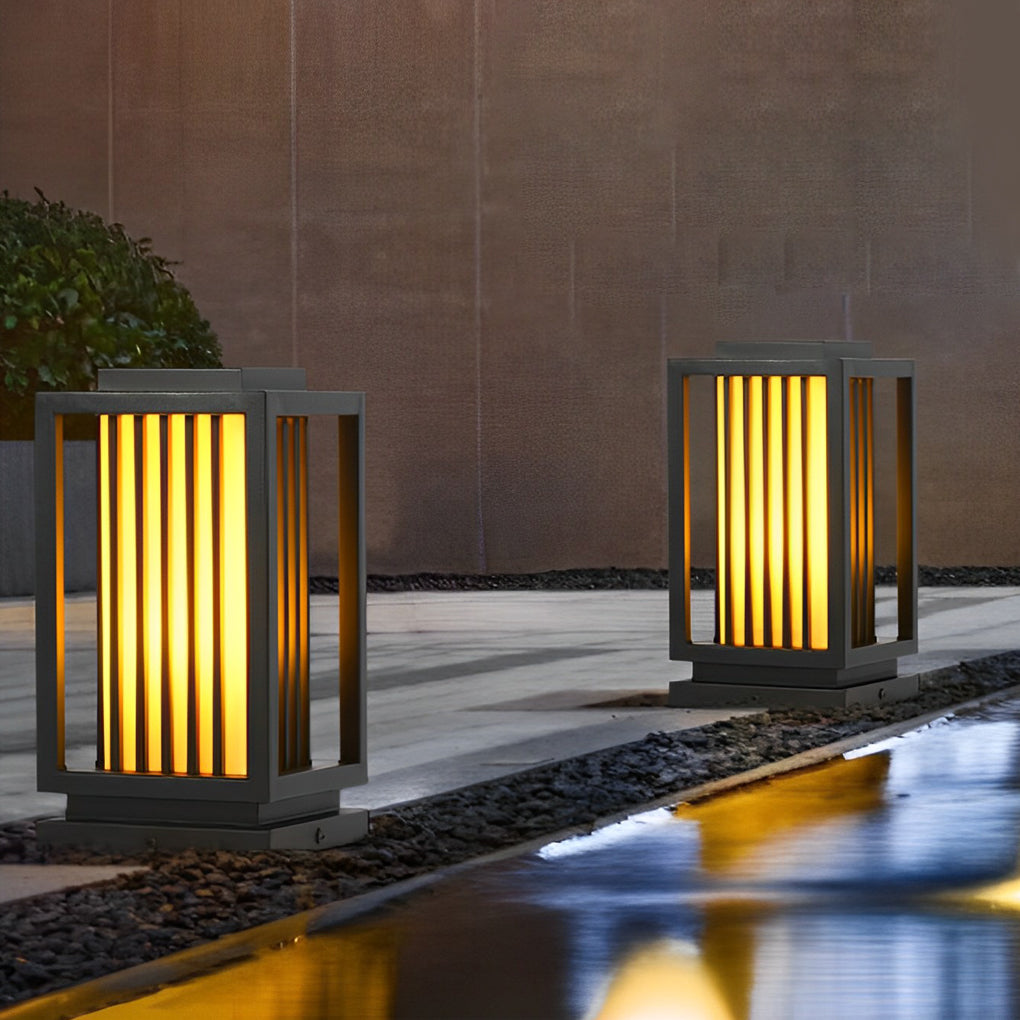 Modern Black LED Cage Pathway Lawn Lights - Lamp Outdoor