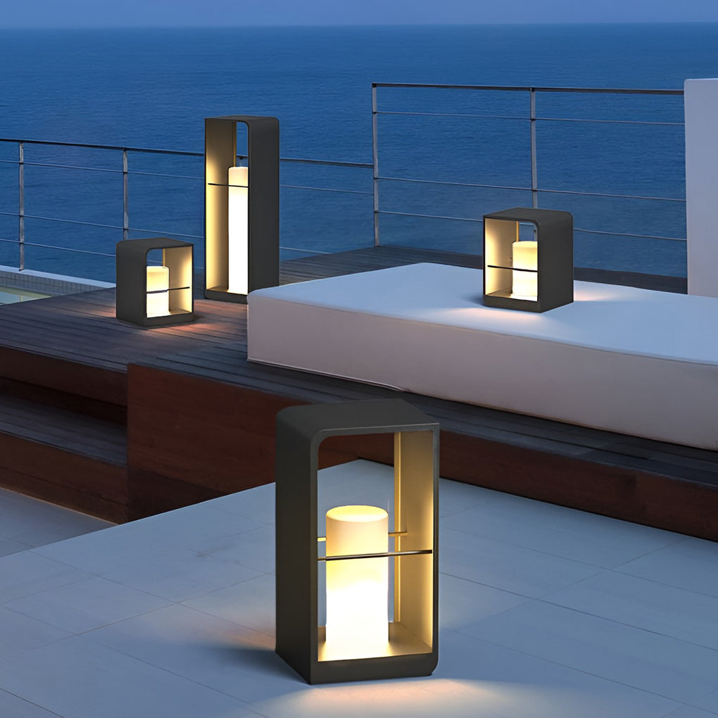 Gladys Rectangular Frame Modern Metal Outdoor Lights - Lamp Outdoor