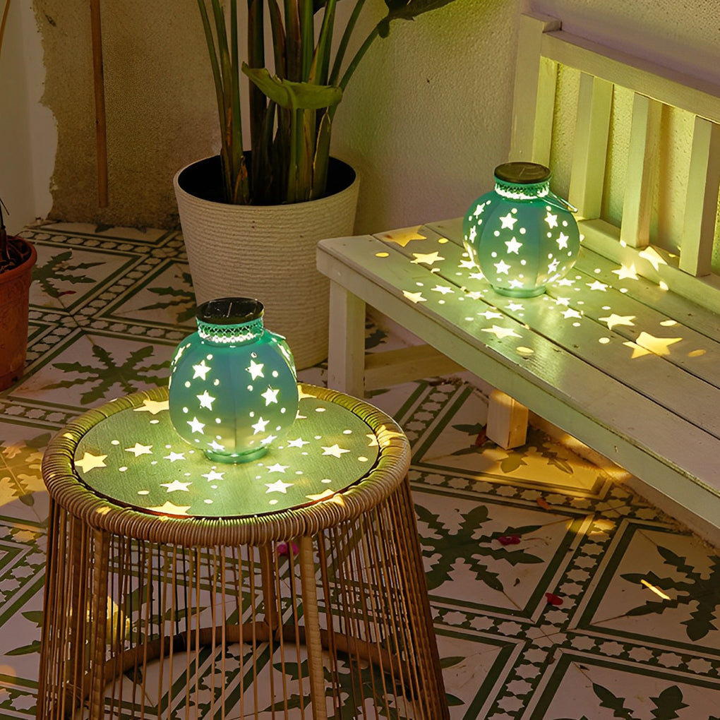 Waterproof Creative LED Stars Projection Portable Solar Outdoor Lanterns - Lamp Outdoor