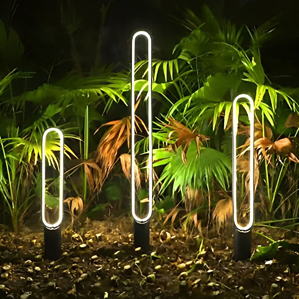 Modern Long Linear LED Solar Pathway Lights in Black Aluminum, Waterproof - Lamp Outdoor