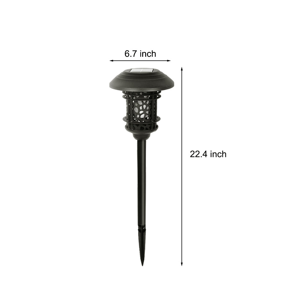 Waterproof Round Hollow LED Flame Flickering Modern Solar Lawn Lights - Lamp Outdoor