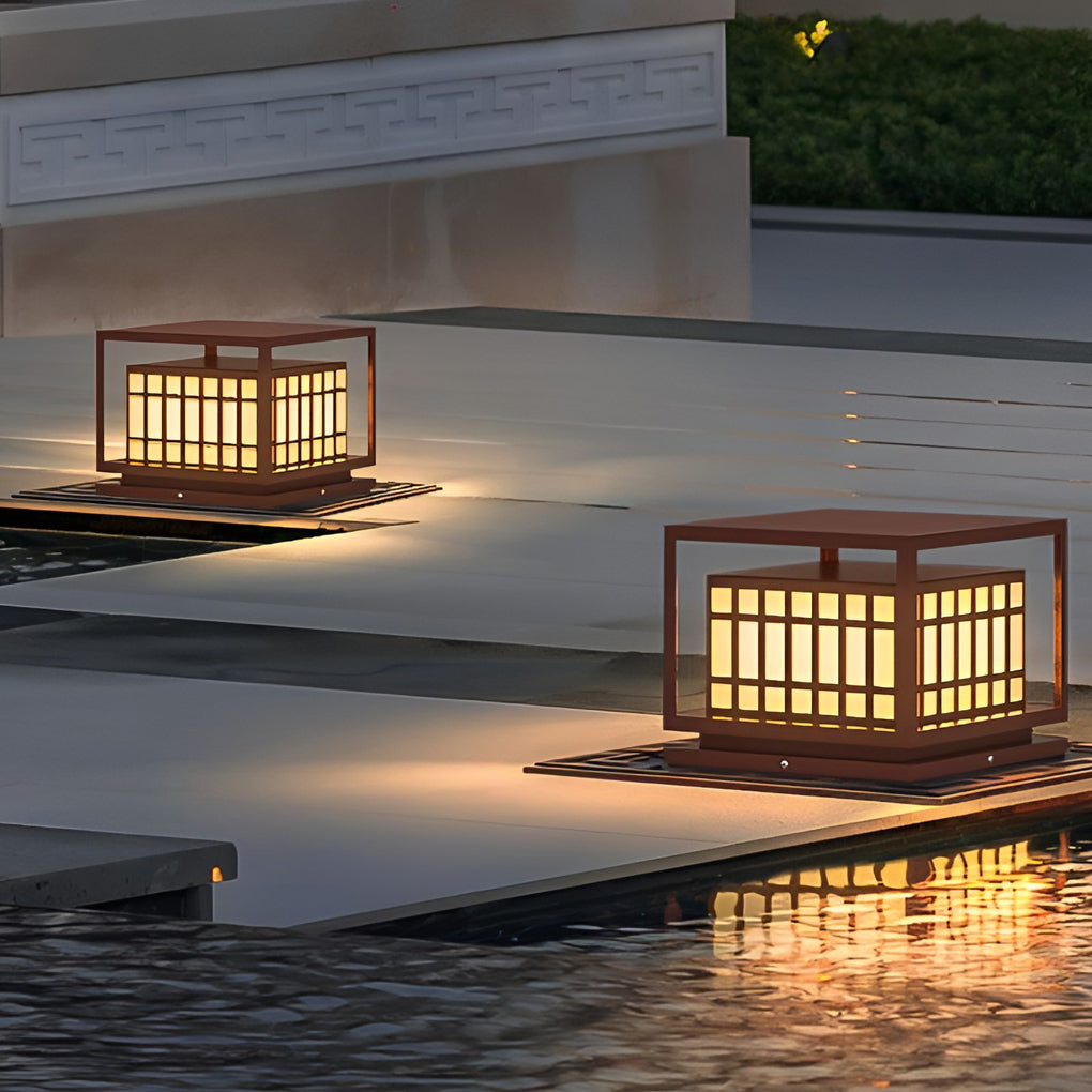 Square LED Waterproof Brown Modern Outdoor Deck Post Lights Pillar Light - Lamp Outdoor