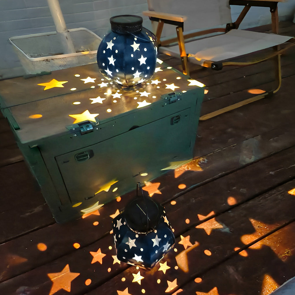 Waterproof Creative LED Stars Projection Portable Solar Outdoor Lanterns - Lamp Outdoor