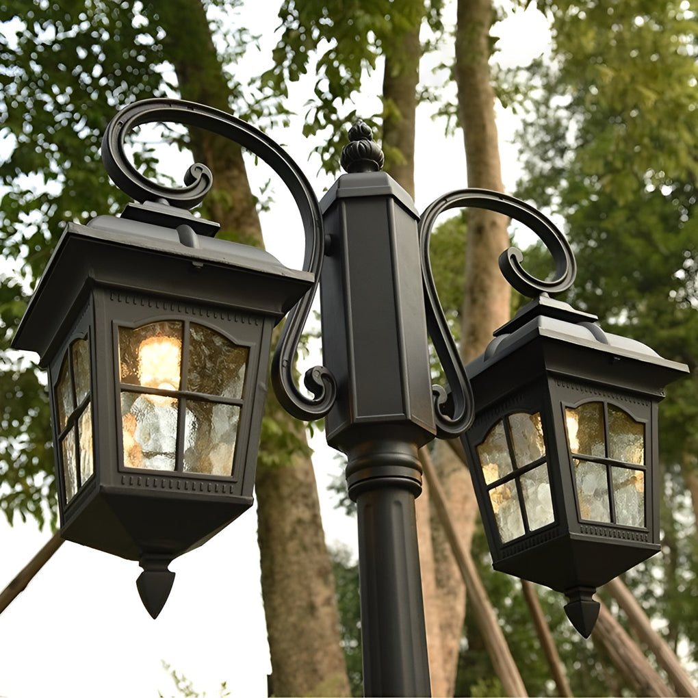2 Lights Waterproof Black European Style Outdoor Pole Lights Public Lighting - Lamp Outdoor
