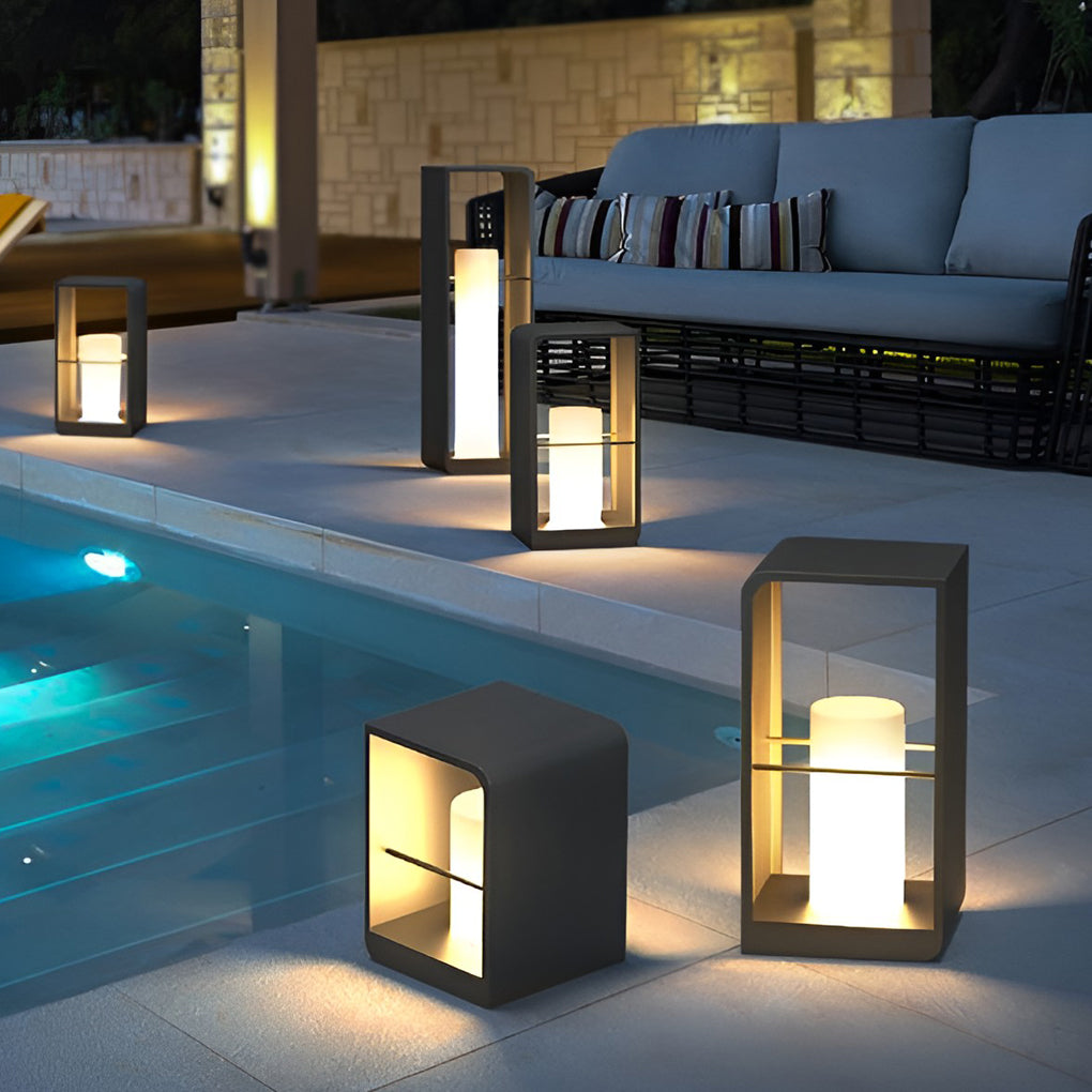 Gladys Rectangular Frame Modern Metal Outdoor Lights - Lamp Outdoor