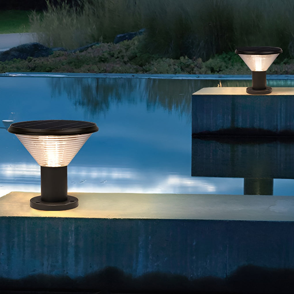 Circular Waterproof Intelligent Light Control Solar Fence Post Lights - Lamp Outdoor
