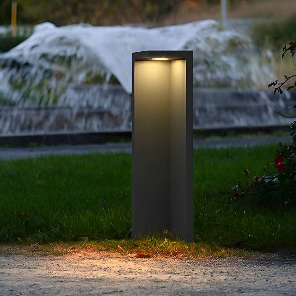 Half-Cut Rectangular Fixture Modern Outdoor Path Light in Gray, LED 4.5W, IP54 Waterproof - Lamp Outdoor