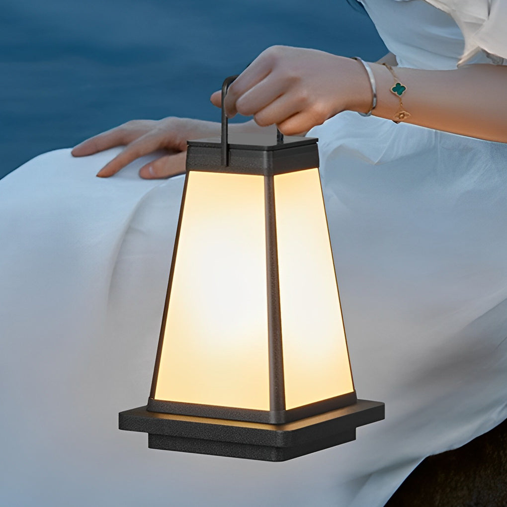 Square Waterproof LED Black Modern Portable Solar Outdoor Lanterns - Lamp Outdoor