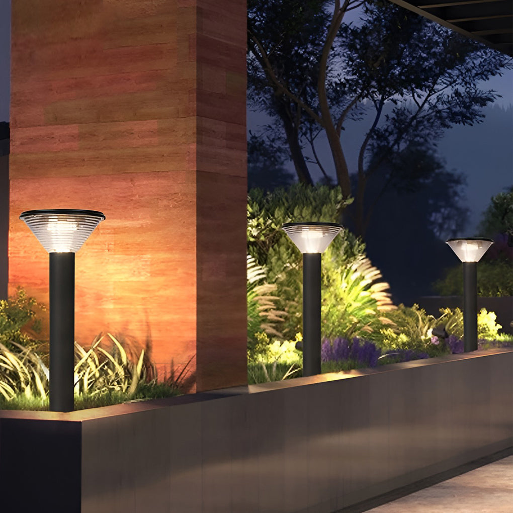Contemporary Tapered Solar LED Pathway Light Black Cylindrical Outdoor Lighting - Lamp Outdoor