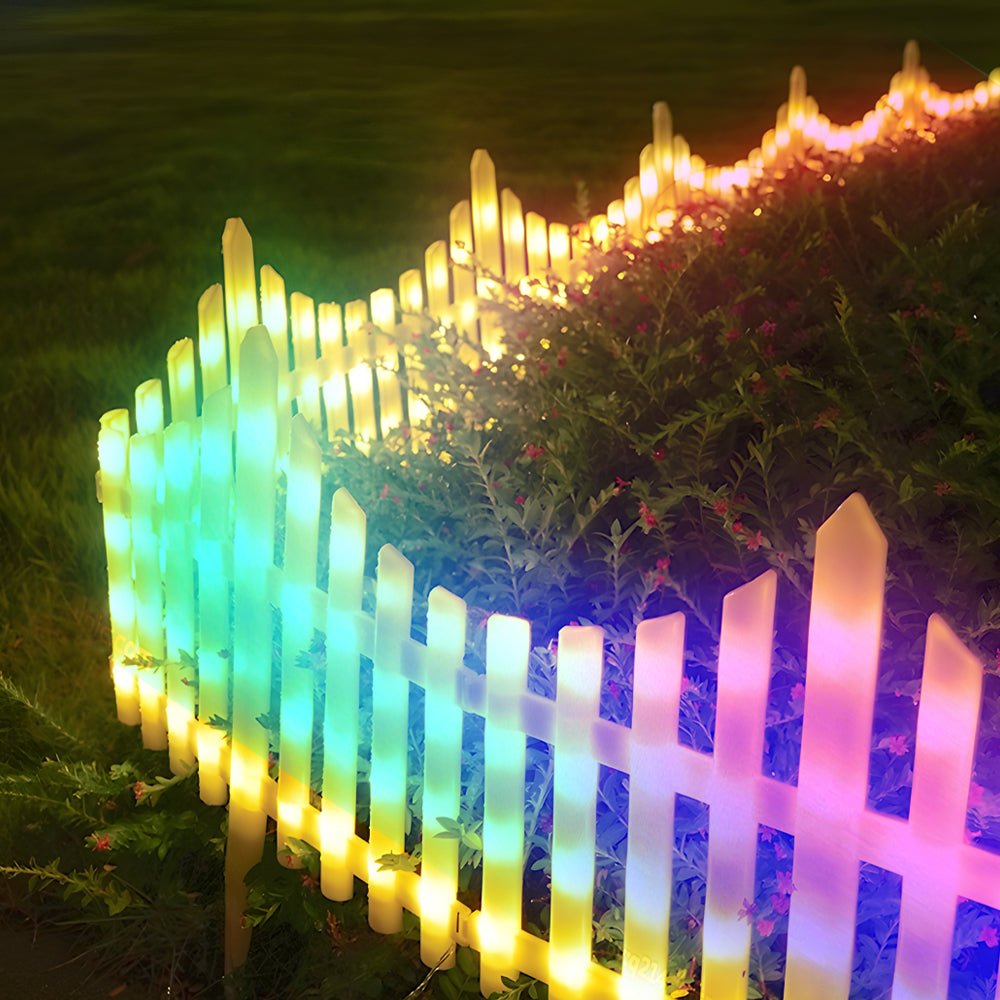 8-Pack Wave-Shaped Solar LED Lighted Garden Fence for Christmas - Lamp Outdoor