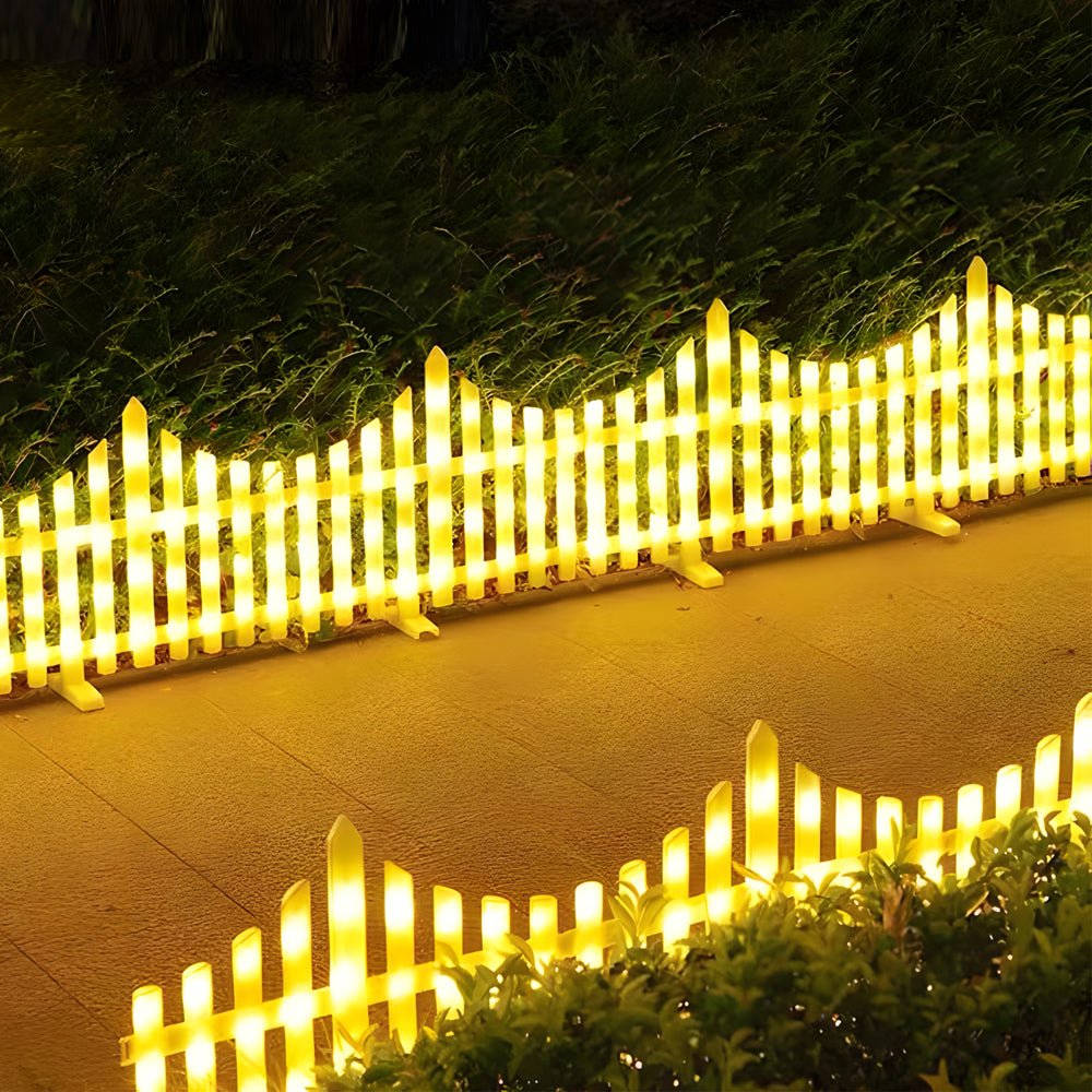 8-Pack Wave-Shaped Solar LED Lighted Garden Fence for Christmas - Lamp Outdoor