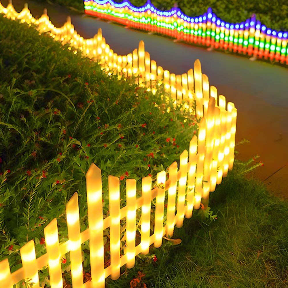 8-Pack Wave-Shaped Solar LED Lighted Garden Fence for Christmas - Lamp Outdoor