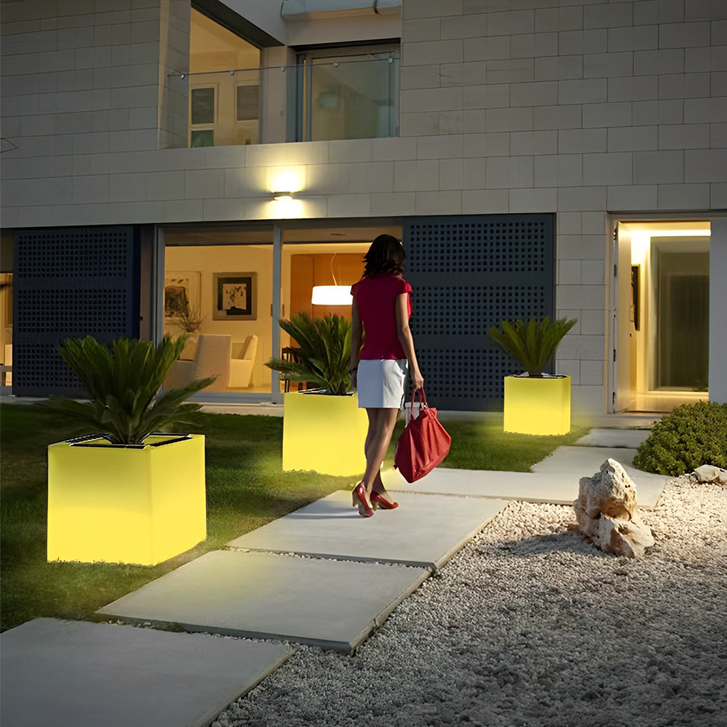 Square Waterproof Multipurpose Intelligent LED Solar Flower Pot Lights - Lamp Outdoor