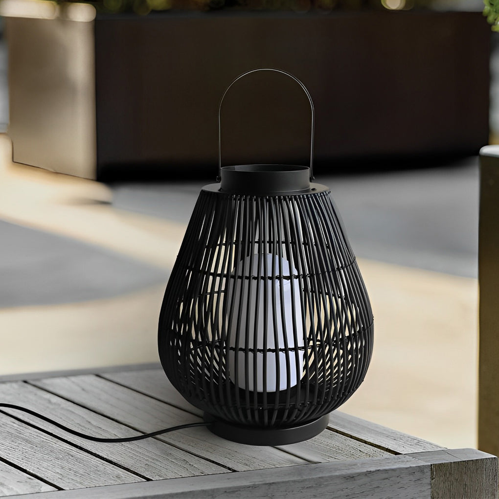 Portable Black Modern Iron Woven E27 Pillar Accent Outdoor Lantern - Lamp Outdoor