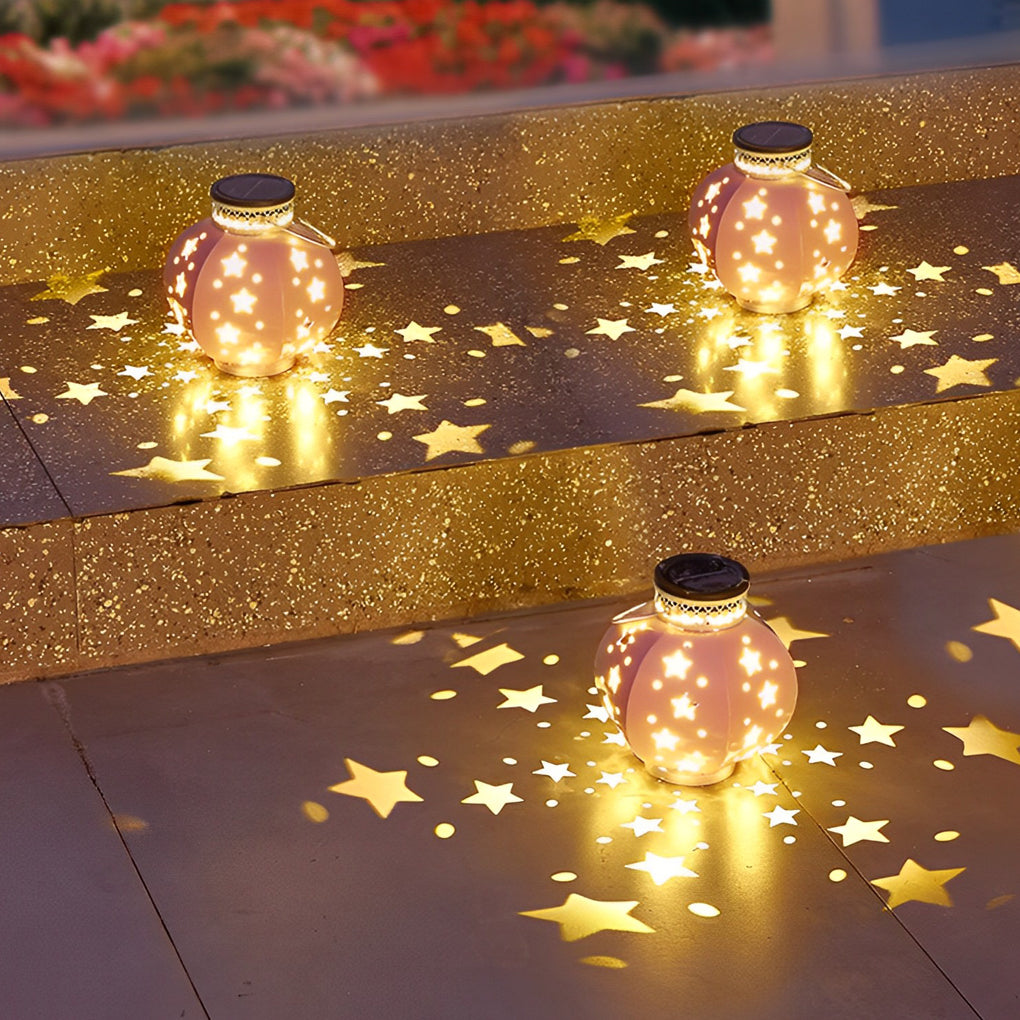 Waterproof Creative LED Stars Projection Portable Solar Outdoor Lanterns - Lamp Outdoor