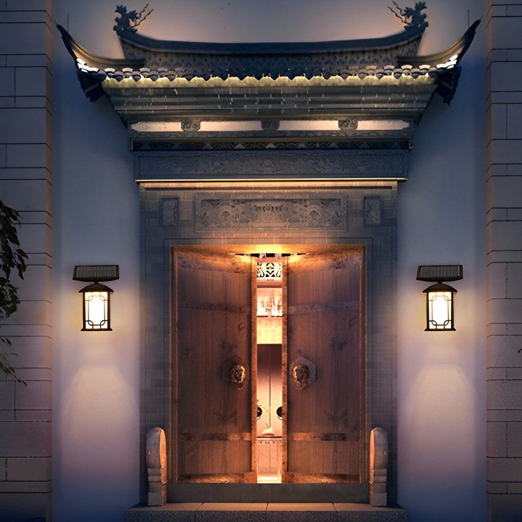Vintage Waterproof LED Dimmable with Remote Solar Wall Lights Outdoor - Lamp Outdoor