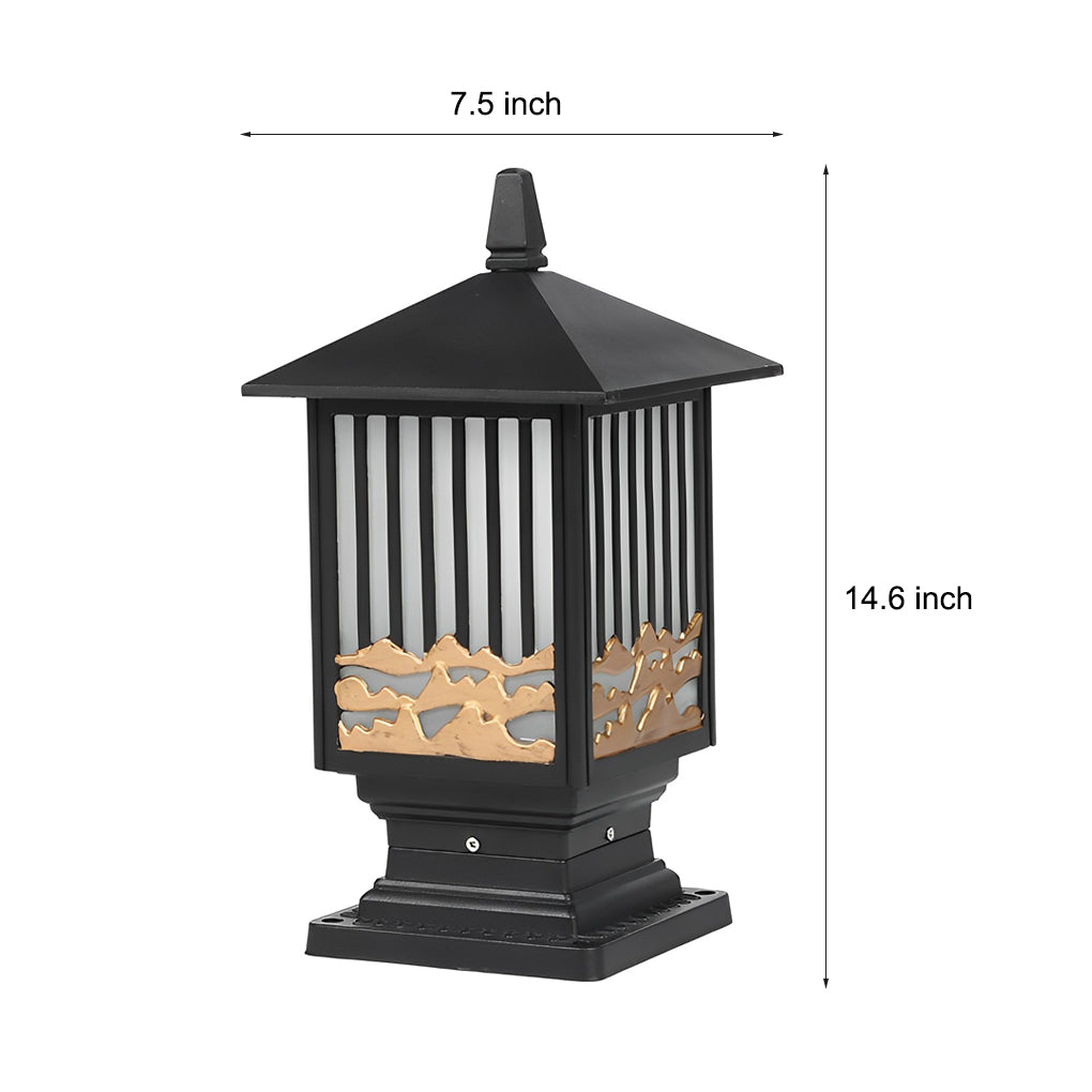 Retro Scenery Waterproof LED Black Vintage Solar Fence Post Lights - Lamp Outdoor