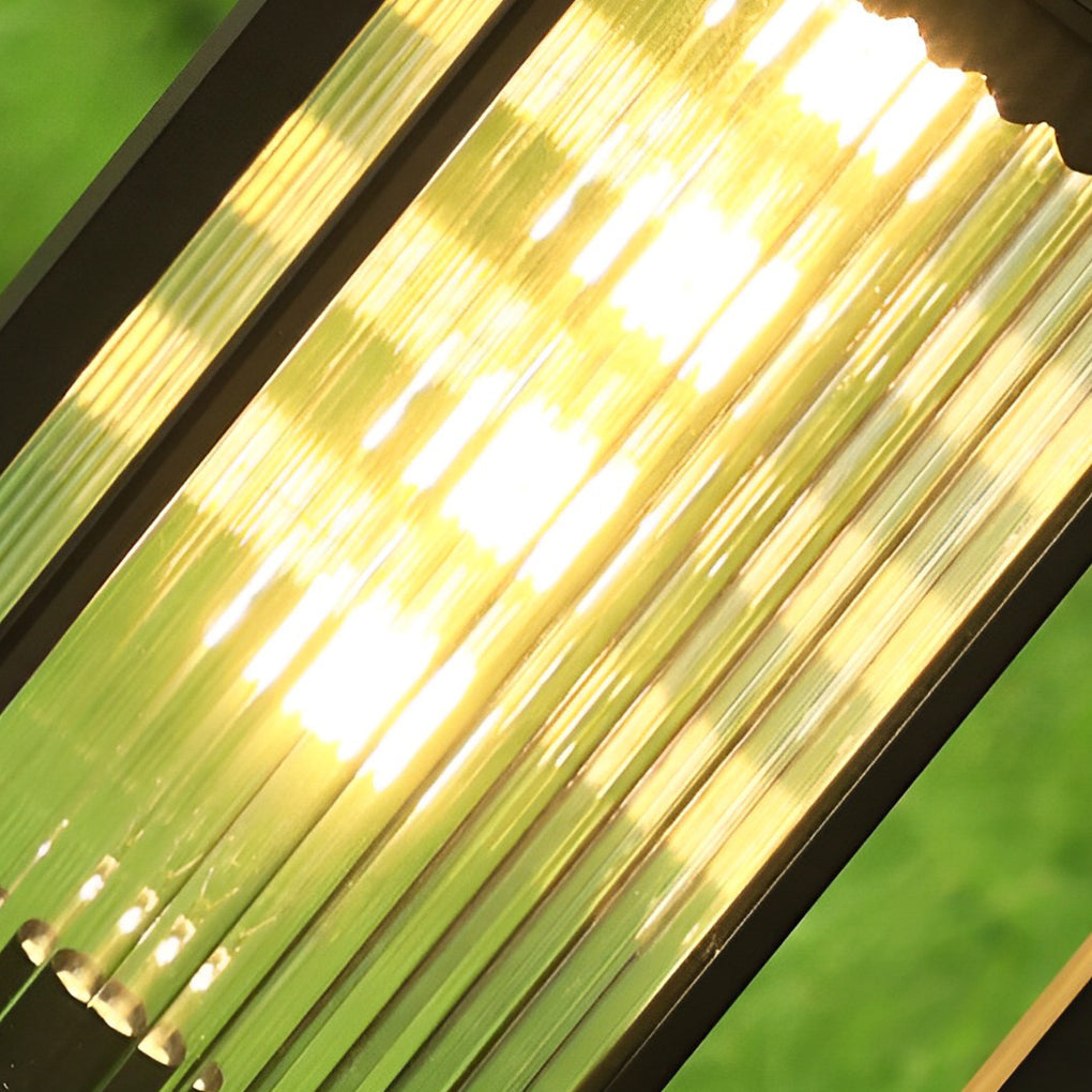 Intelligent Lighting Square Black Solar Lawn Lights with Ribbed Glass Pathway Lights - Lamp Outdoor