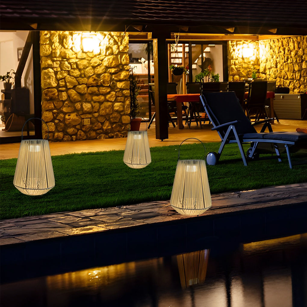 Portable Waterproof Handmade Rattan LED Modern Solar Outdoor Lanterns - Lamp Outdoor